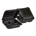 250-PACK OF Container Takeout Karat 250 ct 8" x 8" 3-Compartment Hinged Food Containers | Black | PP
