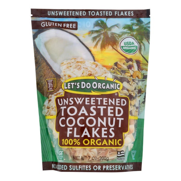 12-PACK OF Coconut Flake Toasted Organic Let's Do Organic 7 oz