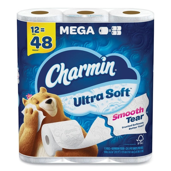 12-PACK OF Tissue Toilet Charmin Ultra Soft 2-Ply Bathroom Tissue - Septic Safe Mega Roll (12-Pack) - Exceptional Softness and Strength