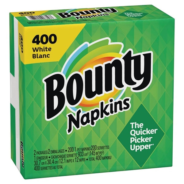 1600-PACK OF Napkin Paper Bounty Quilted Napkins - 12.1 x 12 Inches - 2-Ply White Napkins (4 Packs in a Carton) for Effortless Cleanup