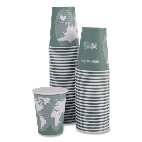 1000-PACK OF Cup Hot Eco-Products EP-BHC12-WA 12 oz World Art Compostable Hot Cups - 20 Count Carton for Sustainable Beverage Enjoyment