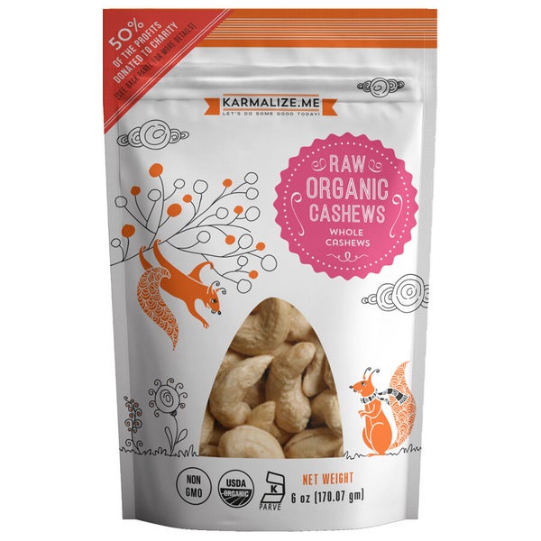12-PACK OF Organic Cashews Raw, Karmalize