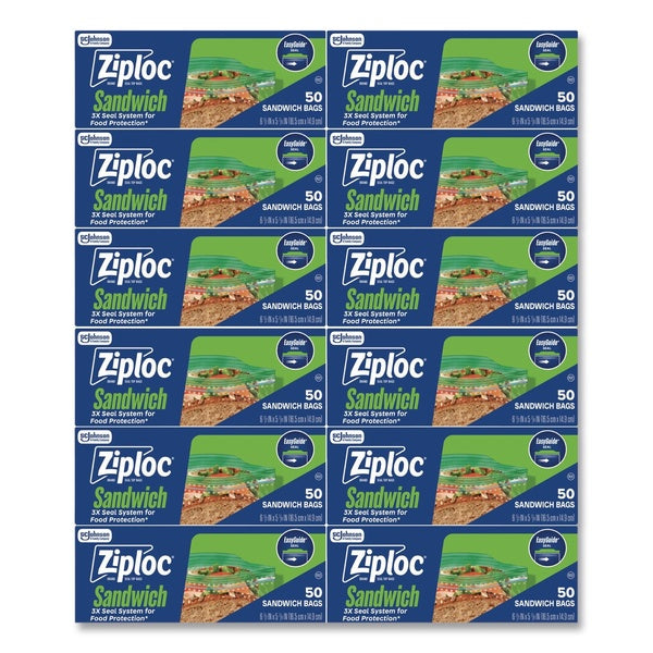 480-PACK OF Ziploc 383179 6.5 in. x 5.88 in. Resealable Sandwich Bags - Clear (480/Carton)