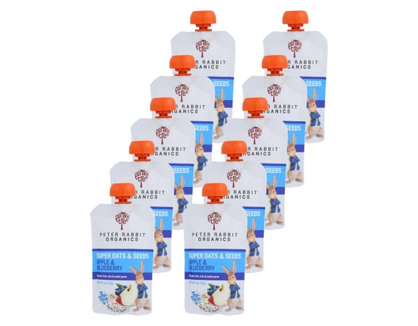 10-PACK OF Puree Apple Organic Oats And Blueberry Peter Rabbit Organics 4 oz