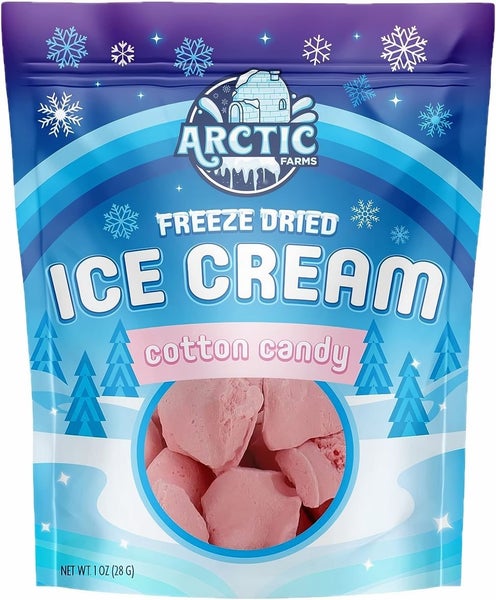 12-PACK OF Candy, Freeze Dried Ice Cream - Cotton Candy Pink, Arctic Farms