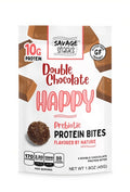 12-PACK OF Snack Protein Bites HAPPY Double Chocolate Prebiotic, Savage Snacks