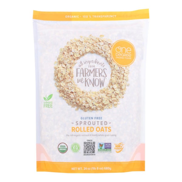 4-PACK OF Oat Rolled Sprouted Organic One Degree Organic Foods 24 oz