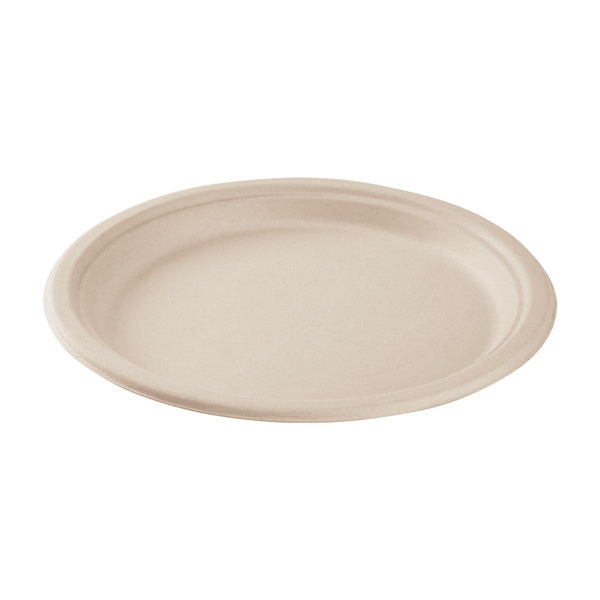 500-PACK OF Plate Round Karat Earth 10'' Molded Fiber Round Plates, PFAS Free, Natural - 500 pcs