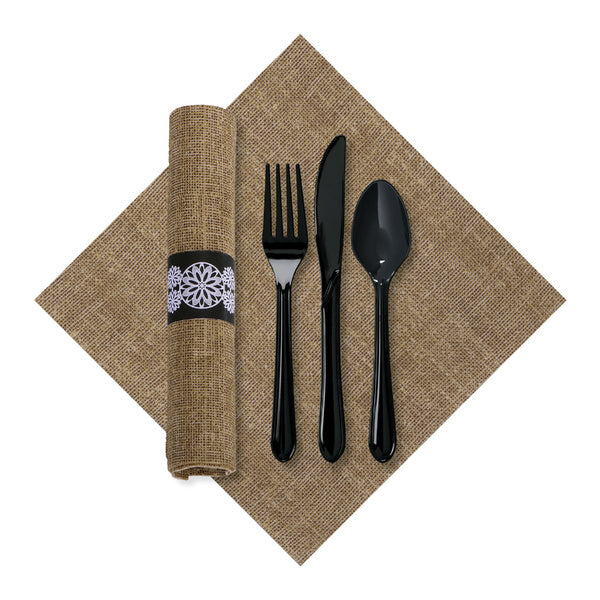 2-PACK OF KIT CUTLERY CTRWRP BURLAP/BLK