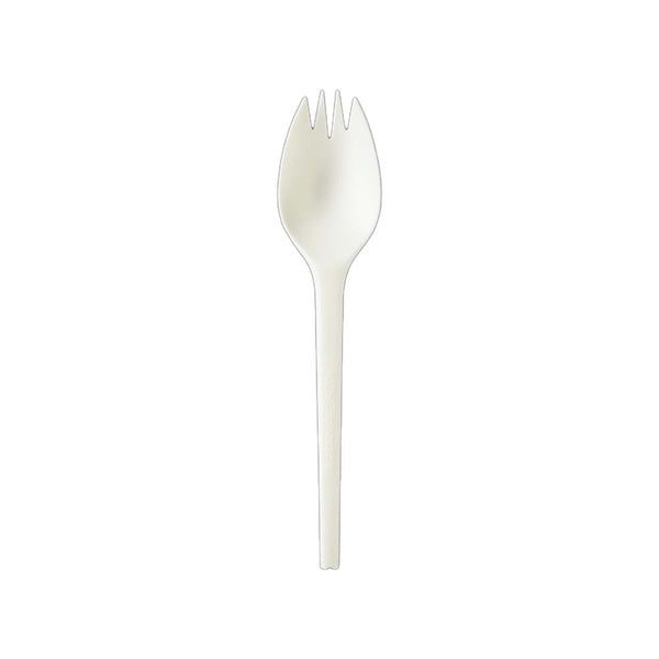 750-PACK OF SPORK Disp Karat Earth Medium-Heavy Weight CPLA Compostable Spork Wrapped, White - 750 pcs
