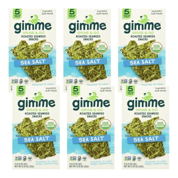 6-PACK OF Seaweed Dried Roasted Sea Salt Gimme Seaweed 0.7 oz