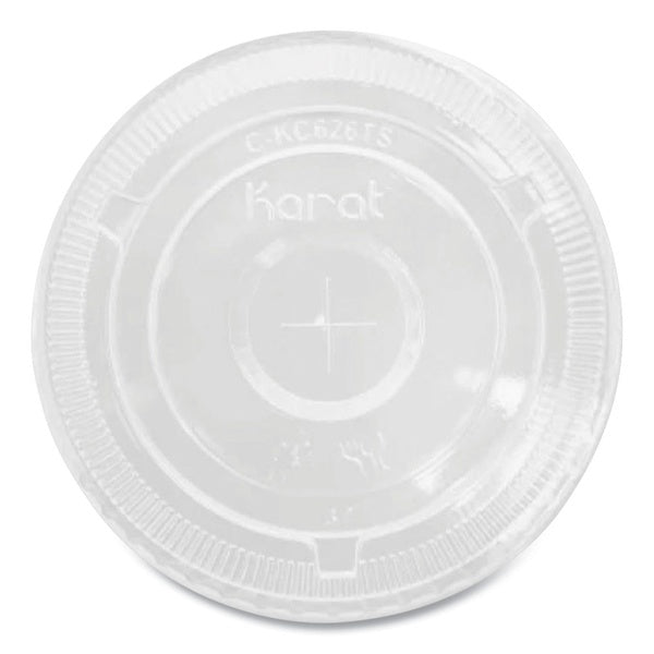 500-PACK OF Lid Plastic Karat C-KC107TS Clear Plastic PET Lids with Straw Slot for 32 oz Cold Cups - 500 Count