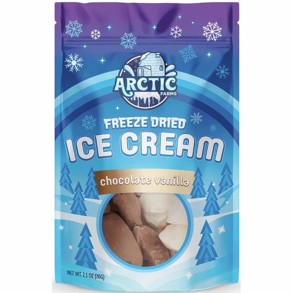 12-PACK OF Candy, Freeze Dried Ice Cream - Chocolate Vanilla, Arctic Farms