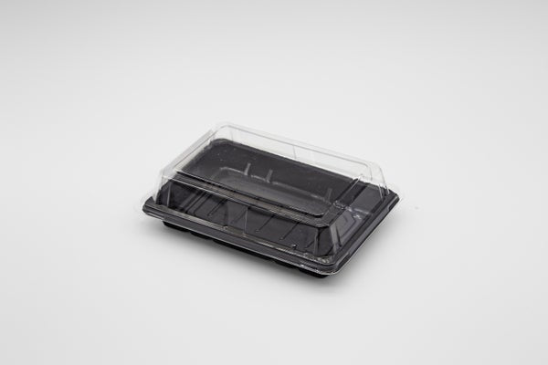 4-PACK OF Heavy Duty Container Disp 6.5x4.5x2 Black Sushi Tray w/ Clear Lid #008 400sets