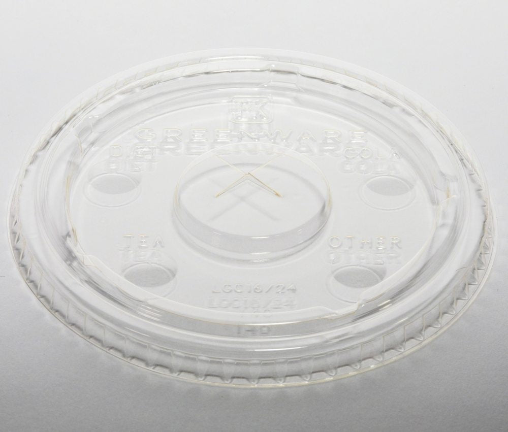 1000-PACK OF CUP/LID PLA Lids w/ Flavor Buttons | Fits 12-24 oz Greenware Cold Cups | 1000 count