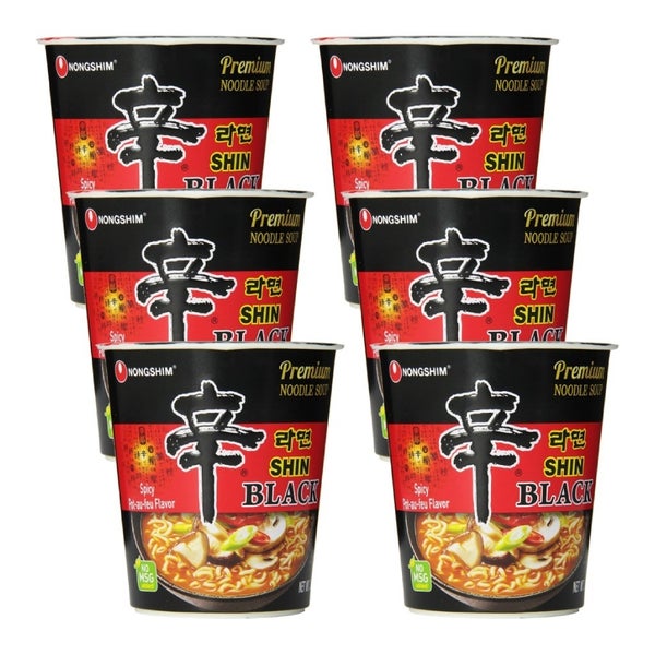 6-PACK OF Noodle Ramen Shin Ramyun Black Cup Nong Shim 3.56 oz