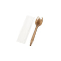 600-PACK OF KIT AGAVE WRAPPED NAPKIN SPORK BROWN