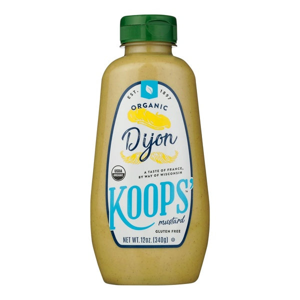 12-PACK OF Mustard Dijon Organic Gluten Free Koops' 12 oz