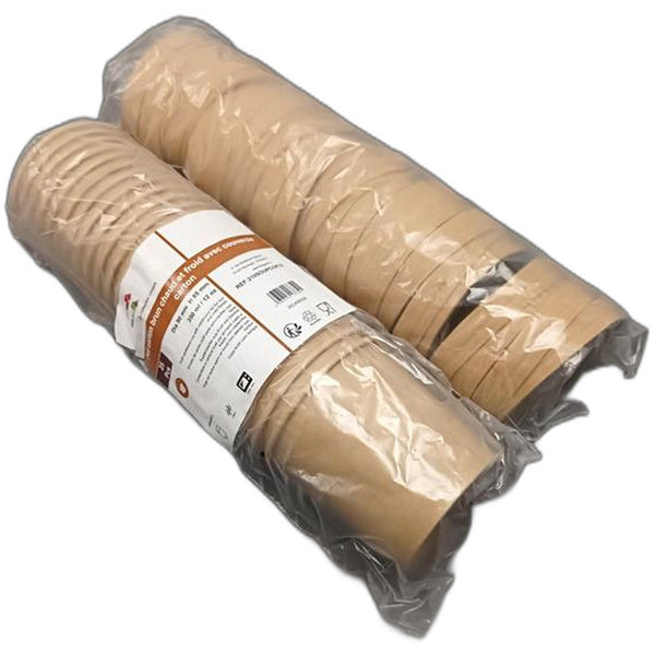 20-PACK OF CUP BROWN KRAFT 12OZ W/VNT LID