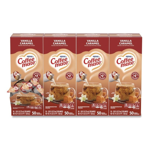 200-PACK OF Cream Coffee-Mate Vanilla Caramel Mini Cups Liquid Coffee Creamer - 0.38 oz. Individual Portions (200 Count)