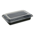 150-PACK OF Container Food GEN FCPP-BC-28RECT 28 oz. Rectangular Black and Clear Microwavable Food Container with Lid - Ideal for Takeout and Delivery (150 Containers per Carton)