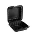 200-PACK OF 8 x 8 x 3 MFPP 1 Compartment Hinged Take Out Container - Black