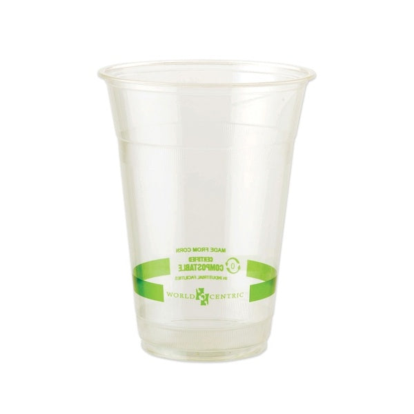1000-PACK OF Cup Plad Eco-Friendly World Centric 16 oz Clear PLA Plastic Cold Cups - 1000 Count