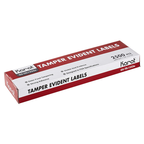 2500-PACK OF Label Adhesive Karat 2,500 ct Tamper Evident Labels (1 1/2” x 2 1/3”)