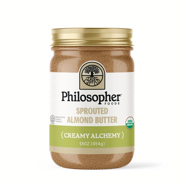 12-PACK OF Almond Butter Sprouted Creamy Alchemy 16oz, Philosopher Foods