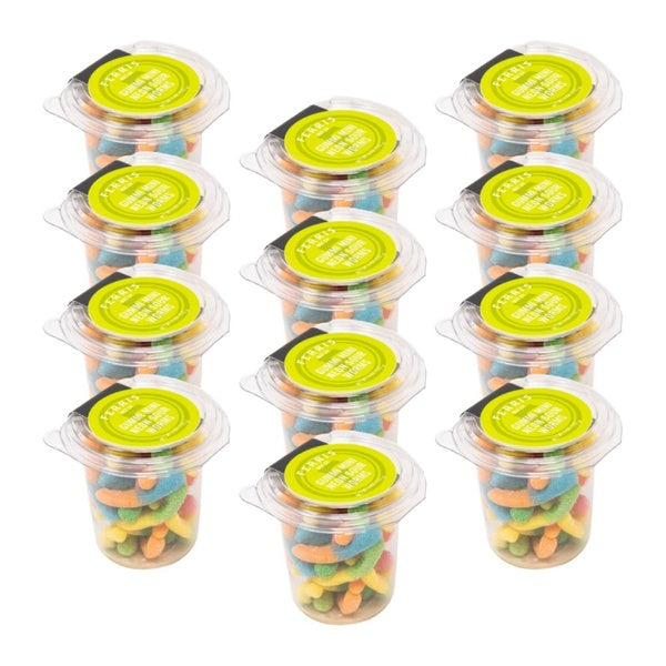 12-PACK OF Candy Gummy Worms Neon Mini Ferris Eb 5 oz
