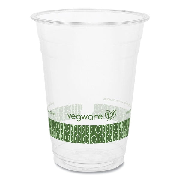 1000-PACK OF Cup Cold Vegware 16 oz Compostable Cold Cup - Clear/Green - Eco-Friendly 1000 Count