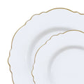 120-PACK OF Plate Set White Gold Rim Plastic