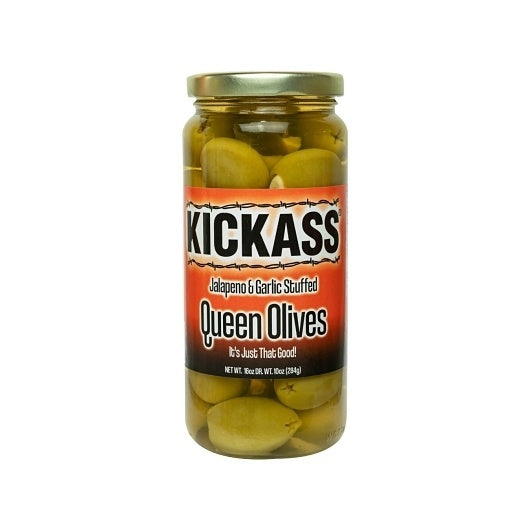 12-PACK OF Jalapeno & Garlic Stuffed Olives Kickass Beef Jerky, 12 - 16 OZ