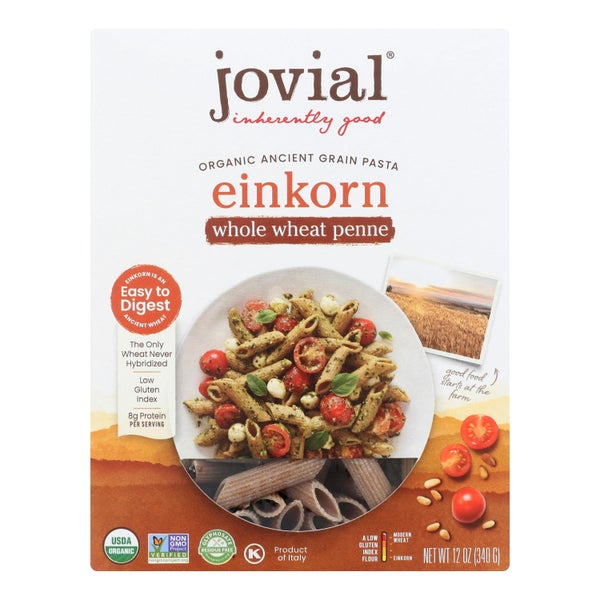 12-PACK OF Pasta Penne Rigate Organic Einkorn Whole Grain Jovial 12 oz