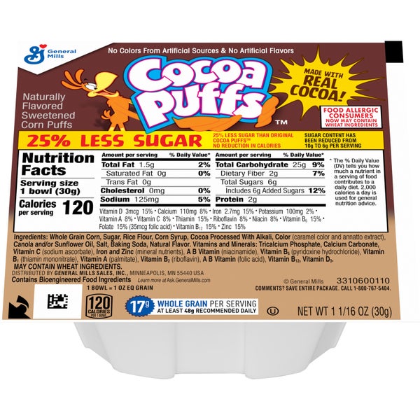 96-PACK OF CEREAL COCOA PUFFS BWLPK 25%LS