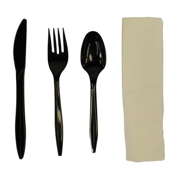 1-PACK OF CUTLERY KIT PLAS BLK F/K/S NAP