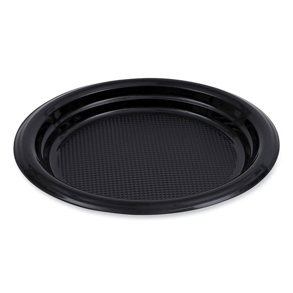 1000-PACK OF Plate Plastic Boardwalk Hi-Impact Black Plastic Dinner Plates - 6 Inch, 1000 Count for Events and Catering