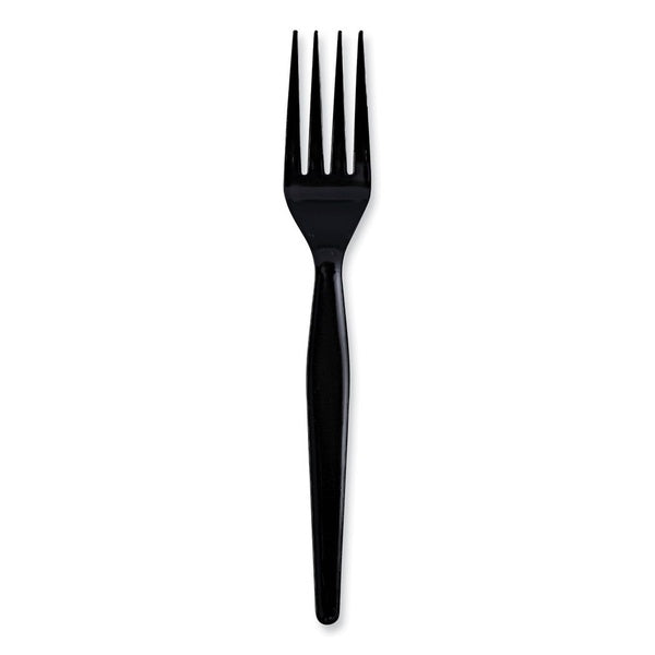 1000-PACK OF Cutlery Plastic Boardwalk Heavyweight Black Polystyrene Forks - 1000 Count Premium Cutlery for Catering and Events