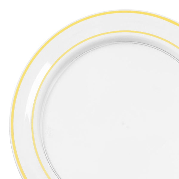 8-PACK OF Plate Dinner 10.25" Clear-Gold Plast