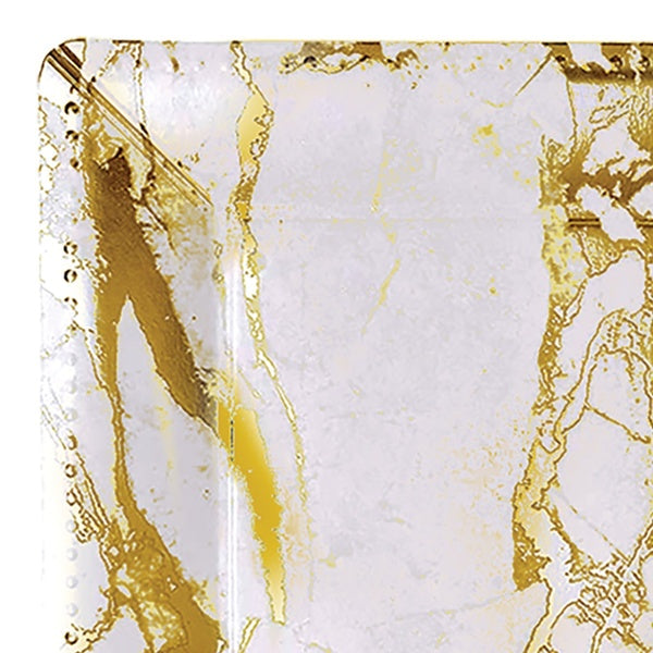 12-PACK OF Plate Paper 13" Gold Marble Square