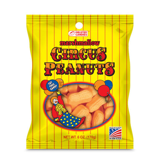 12-PACK OF Circus Peanuts Peg Bag Melster, 12 - 6 Oz