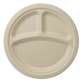 1000-PACK OF PLATE COMPOSTABLE World Centric 9" 3-Compartment Fiber Round Plates | No PFAS | 1000 count