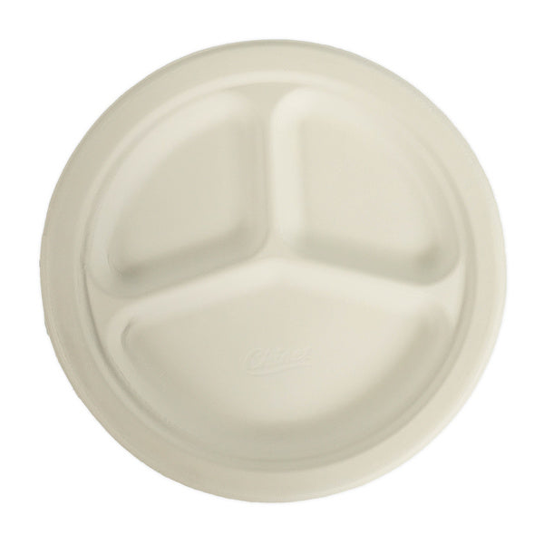 4-PACK OF PLATE MLD PULP 3COMP WHT 9.25"