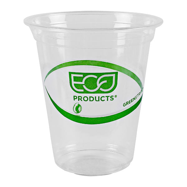 1000-PACK OF CUP PLAS COMPST CLR GRN STRIPE