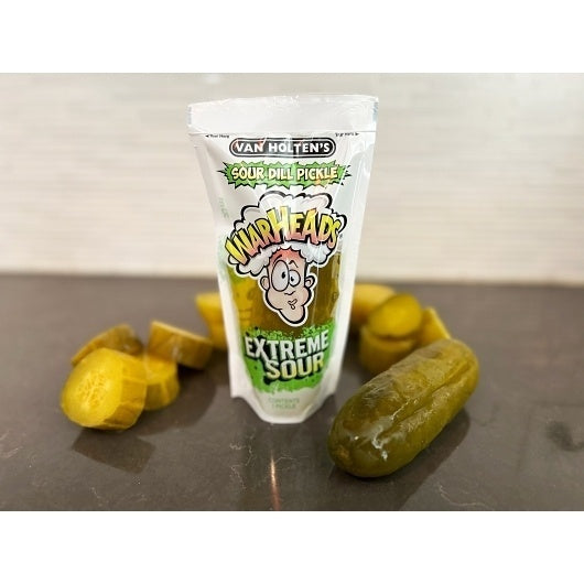 12-PACK OF Warheads Extreme Sour Pickle Whole Single Serve Pouch Van Holten Pickles, 12 - 1 Ea