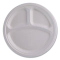 500-PACK OF Plate 3comp Eco-Products Vanguard 10-Inch Compostable Sugarcane Plates - 3-Compartment, Eco-Friendly, Grease-Resistant, 500 Count Carton