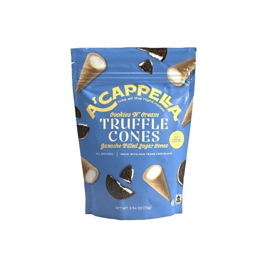 6-PACK OF Acappella Cookies & Cream Truffle Cones Made In Nature, 6 - 2.54 Oz