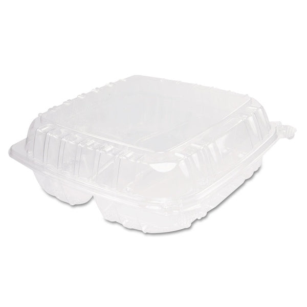 200-PACK OF Container Food Dart C95PST3 ClearSeal Hinged-Lid Plastic Containers - 3-Compartment Design, 9.4 in. x 8.9 in. x 3 in., 200 Count