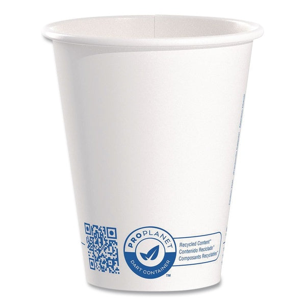 1000-PACK OF SOLO 378RC-PLANET Recycled Content PCF Paper Hot Cups ProPlanet Seal 8 oz White/Blue (1000/Carton)
