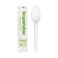 750-PACK OF SPOON BIODEG COMPOSTABLE INDIVIDUAL WRAP WHITE 6.5 INCH DISPOSABLE